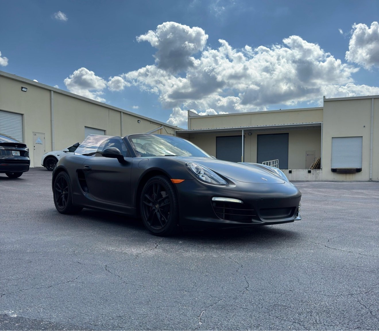 Porsche Boxster wrapped in matte black
